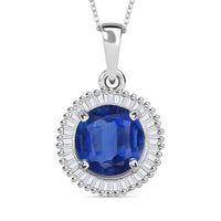 Rhapsody AAAA Ceylon Blue Sapphire and E-F VS2 Diamond Pendant Necklace 20 Inches in 950 Platinum 1.76 ctw