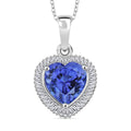Luxoro Premium Tanzanite and G-H I2 Diamond Heart Pendant Necklace 20 Inches in 14K White Gold 2.40 ctw - Sticky add to cart bar