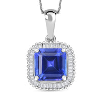 Luxoro Cushion Gemstone and Diamond Halo Pendant