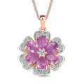 D'Joy Ilakaka Hot Pink Sapphire (FF) and White Zircon 4.00 ctw Floret Glow Pendant Necklace in 18K Vermeil Rose Gold Over Sterling Silver 20 Inches - Sticky add to cart bar