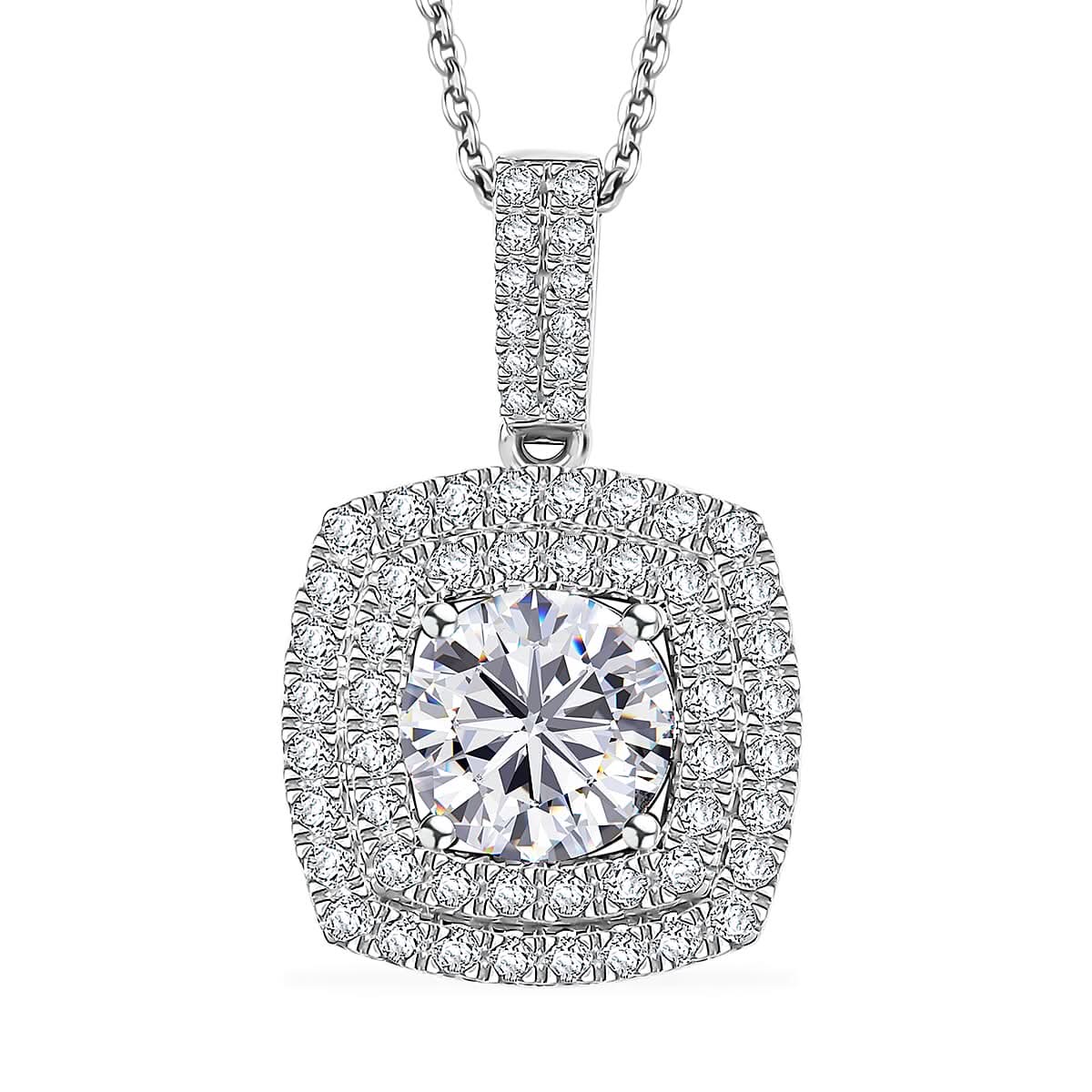 D'Joy Moissanite 2.50 ctw Pendant Necklace 20 inches in Rhodium Over Sterling Silver