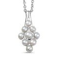 D'Joy Freshwater Pearl Nine Moons Pendant Necklace 20 Inches in Platinum Over Sterling Silver - Sticky add to cart bar