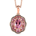 Luxoro Premium Blush Tourmaline and Natural Champagne Diamond 2.80 ctw Blush Bloom Pendant Necklace 20 Inches in 10K Rose Gold - Sticky add to cart bar
