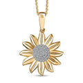 Luxuriant Lab Grown Diamond G-H SI 0.20 ctw Sunflower Bloom Pendant Necklace 20 Inches in 18K Vermeil Yellow Gold Over Sterling Silver - Sticky add to cart bar