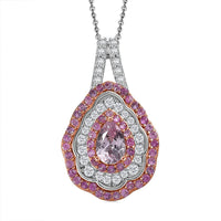 D'Joy Narsipatnam Pink Spinel and Multi Gemstone 1.30 ctw Rose Aegis Pendant Necklace in 18K Vermeil RG & Rhodium Over Sterling Silver 20 Inches
