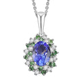 D'Joy Tanzanite and Multi Gemstone 1.10 ctw Blooming Flower Pendant Necklace 20 Inches in Rhodium Over Sterling Silver - Sticky add to cart bar