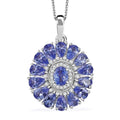 D'Joy Tanzanite and White Zircon 3.35 ctw Blue Dahlia Flower Pendant Necklace in Rhodium Over Sterling Silver 20 Inches - Sticky add to cart bar