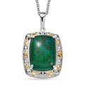 EverTrue Chrysocolla 16.75 ctw Sea Shell Pendant in 18K YG Platd and Platinum Bond with Stainless Steel Necklace 20 Inches - Sticky add to cart bar