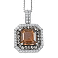 D'Joy Asscher Cut Columbianite and Multi Gemstone 5.70 ctw Art Deco Pendant Necklace 20 Inches in Rhodium Over Sterling Silver - Sticky add to cart bar
