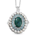 EverTrue Chrysocolla and Multi Gemstone 9.50 ctw Embraces the Ocean Pendant in Platinum Bond with Stainless Steel Necklace 20 Inches - Sticky add to cart bar