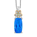 EverTrue Caribbean Quartz (Triplet) and Multi Gemstone 5.50 ctw Chrysanthemum Flower Pendant in 18K YG Plated and Platinum Bond with Stainless Steel Necklace 20 Inches - Sticky add to cart bar