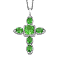 D'Joy Chartreuse Quartz (Triplet) 11.10 ctw Cross Pendant Necklace in Platinum Over Sterling Silver 20 Inches