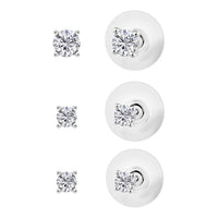 D'Joy Set of 3 Moissanite 2.85 ctw Stud Earrings in Rhodium Over Sterling Silver