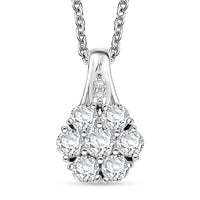 D'Joy Moissanite 1.35 ctw Pendant Necklace in Rhodium Over Sterling Silver 20 Inches