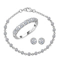 Luxuriant Lab Grown Diamond SI-I1 2.80 ctw Ring (Size 6.0) and Stud Earrings and Linking Bracelet (7.25In) in Rhodium Over Sterling Silver - Sticky add to cart bar