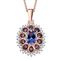 D'Joy Tanzanite and Multi Sapphire 1.25 ctw Pink Blue Lily Flower Pendant Necklace 20 Inches in 18K Vermeil Rose Gold Over Sterling Silver - Sticky add to cart bar