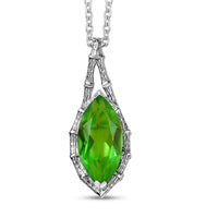 D'Joy Chartreuse Quartz (Triplet) 4.50 ctw Forest Fang Pendant Necklace in Platinum Over Sterling Silver 20 Inches