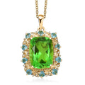 EverTrue Chartreuse Quartz (Triplet) and Multi Gemstone 12.50 ctw Rainforest Radiance Pendant in 18K YG Plated with Stainless Steel Necklace 20 Inches - Sticky add to cart bar
