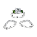D'Joy 120 Facet Moissanite and Chrome Diopside 4.10 ctw Stackable Ring in Rhodium Over Sterling Silver (Size 6.0) - Sticky add to cart bar