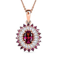 D'Joy Premium Tanzanian Wine Garnet and Multi Gemstone 3.00 ctw Crown Blaze Pendant Necklace in 18K Vermeil Rose Gold Over Sterling Silver 20 Inches - Sticky add to cart bar