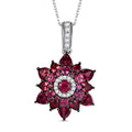D'Joy Premium Tanzanian Wine Garnet and White Zircon 4.85 ctw Blazing Bloom Pendant Necklace in Rhodium Over Sterling Silver 20 Inches - Sticky add to cart bar