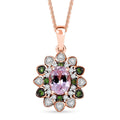 D'Joy Premium Martha Rocha Kunzite and Multi Gemstone 2.25 ctw Blooming Flower Pendant Necklace in 18K Vermeil Rose Gold Over Sterling Silver 20 Inches - Sticky add to cart bar
