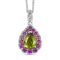 D'Joy Hebei Peridot and Multi Gemstone 2.40 ctw Blushing Dewdrop Pendant Necklace in Rhodium Over Sterling Silver 20 Inches - Sticky add to cart bar