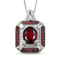 D'Joy Orissa Rhodolite Garnet, White Zircon Pendant Necklace (20 Inches) in Rhodium and Platinum Over Sterling Silver 3.30 ctw