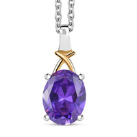 D'Joy Simulated Blue Diamond 2.90 ctw Pendant in 14K YG Over and Sterling Silver with Stainless Steel Necklace 20 Inches