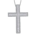 Luxuriant Lab Grown Diamond G-H SI 1.00 ctw Cross Pendant Necklace in Rhodium Over Sterling Silver 20 Inches - Sticky add to cart bar