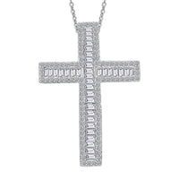 Luxuriant Lab Grown Diamond G-H SI 1.00 ctw Cross Pendant Necklace in Rhodium Over Sterling Silver 20 Inches