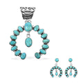 Santa Fe Style Kingman Turquoise 12.00 ctw Horseshoe Pendant and Earrings in Sterling Silver - Sticky add to cart bar