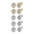 Set of 5 - Luxuriant Lab Grown Diamond (G-H, SI) Solitaire Stud Earrings in Rhodium and 18K Vermeil Yellow Gold Over Sterling Silver 2.50 ctw (Del. In 10-12 Days) - Sticky add to cart bar