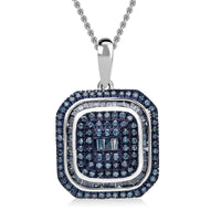 D'Joy Blue Diamond 1.00 ctw Pendant Necklace 20 Inches in Rhodium Over Sterling Silver