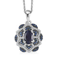 D'Joy Catalina Iolite and Multi Gemstone 1.15 ctw Celestial Queen Starblossom Pendant Necklace in Rhodium Over Sterling Silver 20 Inches - Sticky add to cart bar