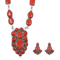 Memorial Day Doorbuster Santa Fe Style Mojave Turquoise Necklace (18 Inches) and Earrings in Sterling Silver 122.00 ctw - Sticky add to cart bar
