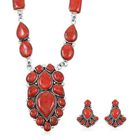 Memorial Day Doorbuster Santa Fe Style Mojave Turquoise Necklace (18 Inches) and Earrings in Sterling Silver 122.00 ctw