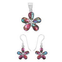 Santa Fe Style Multi Gemstone 5.75 ctw Pendant and Earrings in Sterling SilverSanta Fe Style Multi Gemstone 5.75 ctw Pendant and Earrings in Sterling Silver