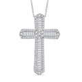 D'Joy Diamond Cross Pendant Necklace (20 Inches) in Rhodium Over Sterling Silver 1.00 ctw - Sticky add to cart bar