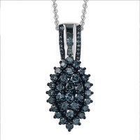 D'Joy Blue Diamond 1.00 ctw Starry Night Pendant Necklace 20 Inches in Rhodium Over Sterling Silver