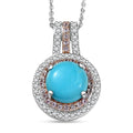 D'Joy Premium Sleeping Beauty Turquoise and Multi Gemstone 3.40 ctw Celestial Halo Pendant Necklace 20 Inches in Rhodium Over Sterling Silver - Sticky add to cart bar
