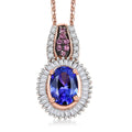 D'Joy Premium Tanzanite, Pink Spinel and Diamond 1.10 ctw Sunrise Pendant Necklace in 18K Vermeil Rose Gold Over Sterling Silver 20 Inches - Sticky add to cart bar