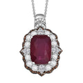D'Joy Niassa Ruby (FF) and Multi Gemstone 14.90 ctw Art Deco Pendant Necklace 20 Inches in Rhodium Over Sterling Silver - Sticky add to cart bar