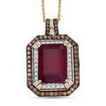 D'Joy Niassa Ruby (FF) and Multi Gemstone 13.50 ctw Art Deco Pendant Necklace 20 Inches in 18K Vermeil Yellow Gold Over Sterling Silver - Sticky add to cart bar