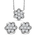 Luxuriant Lab Grown Diamond G SI 1.15 ctw Floral Necklace 18-20 Inches and Stud Earrings in Sterling Silver - Sticky add to cart bar