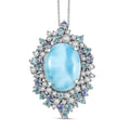 GP Capri Special Collection Premium Larimar and Multi Gemstone 13.35 ctw Pendant Necklace in Rhodium Over Sterling Silver 20 Inches - Sticky add to cart bar