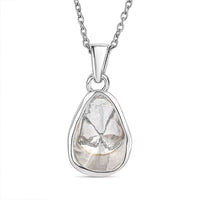 D'Joy Lab Grown Polki Diamond 0.50 ctw Timeless Solitaire Pendant Necklace in Rhodium Over Sterling Silver 20 Inches