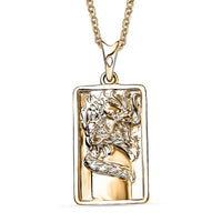 Luxoro Dragon Bar Pendant Necklace in 10K Yellow Gold 4.75 Grams 20 Inches