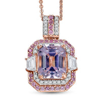 D'Joy Premium Martha Rocha Kunzite and Multi Gemstone 4.90 ctw Victorian Era Pendant Necklace in 18K Vermeil Rose Gold Over Sterling Silver 20 Inches