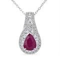 D'Joy Premium Montepuez Ruby and Moissanite 2.30 ctw Fleur de Flame Pendant Necklace in Rhodium Over Sterling Silver 20 Inches - Sticky add to cart bar